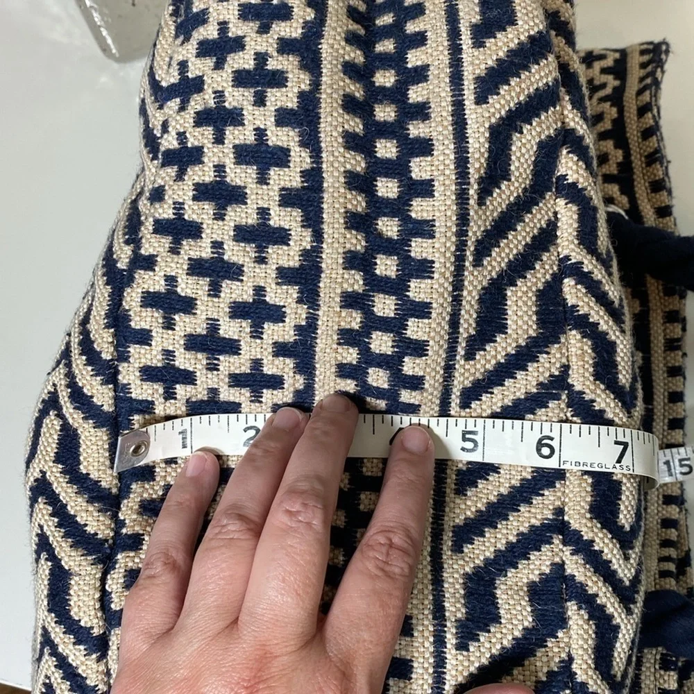 C&C California Geometric‎ Fringe Jute Tote Beach Bag